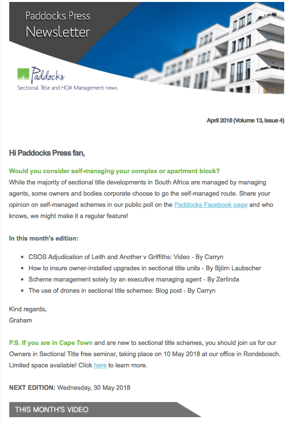 Paddocks Press April Newsletter