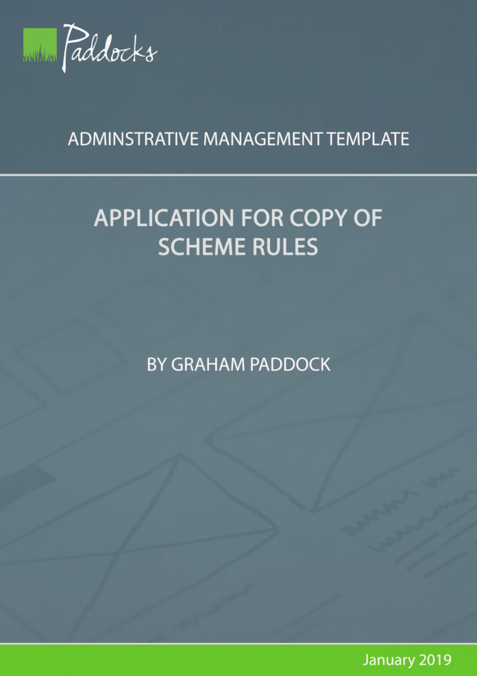 Application for copy of scheme rules by Graham Paddock