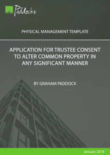 Application for trustee consent to alter common property in any significant manner by Graham Paddock