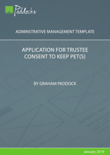 Application for trustee consent to keep pets by Graham Paddock
