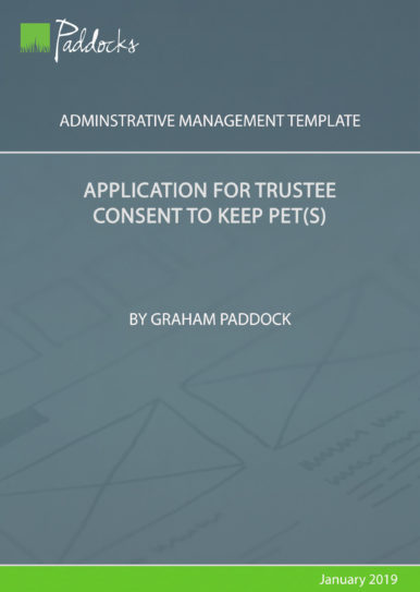 Application for trustee consent to keep pets by Graham Paddock