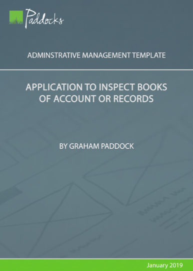 Tempalte by Graham Paddock - Application to inspect books of account or records