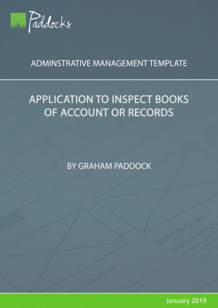 Tempalte by Graham Paddock - Application to inspect books of account or records