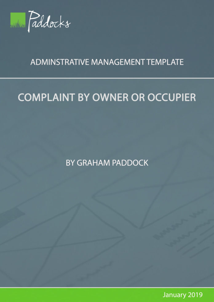 Complaint by owner or occupier - template by Graham Paddock