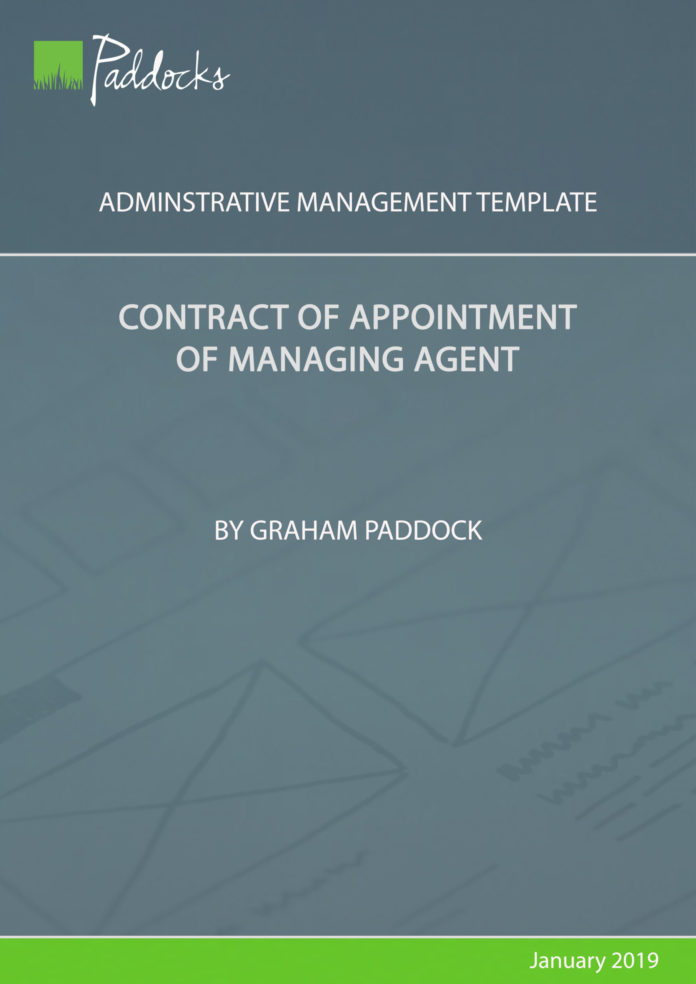 Contract of appointment of managing agent - by Graham Paddock