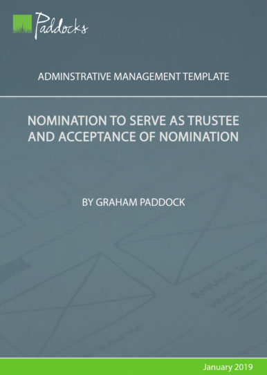 Nomination to serve as trustee and acceptance of nomination by Graham Paddock