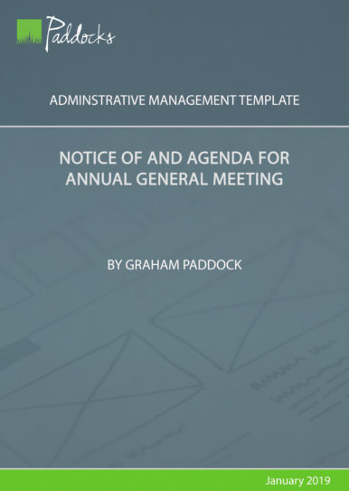 Notice of and agenda for annual general meeting - template by Graham Paddock