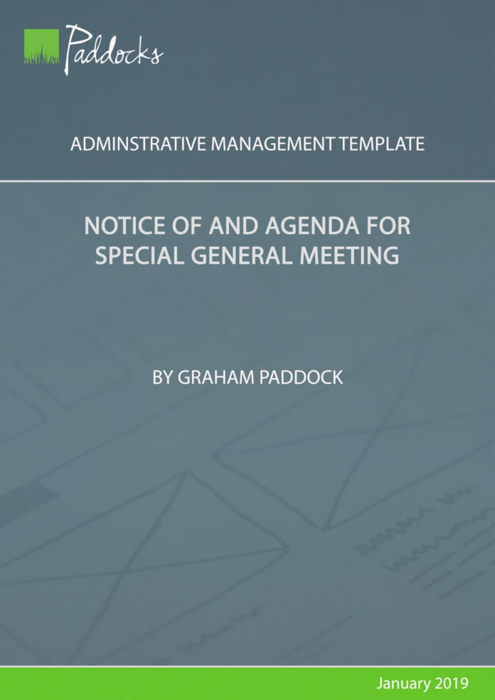 Notice of and agenda for special general meeting
