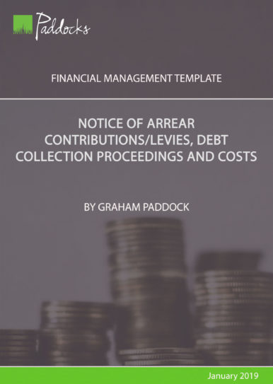 Notice or arrear contributions_levies, debt collection proceedings and costs