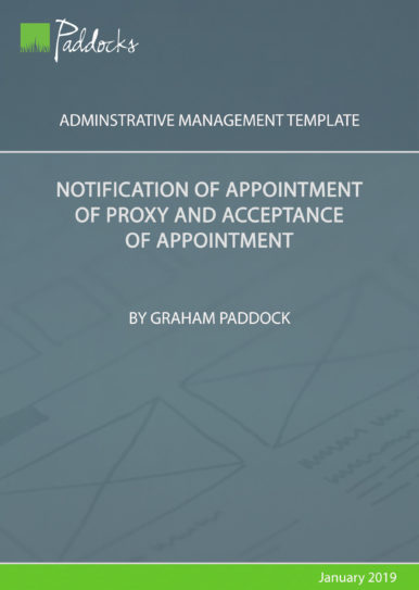 Notification of appointment of proxy and acceptance of appointment by Graham Paddock
