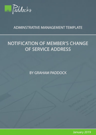 Notification of member's change of service address - by Graham Paddock