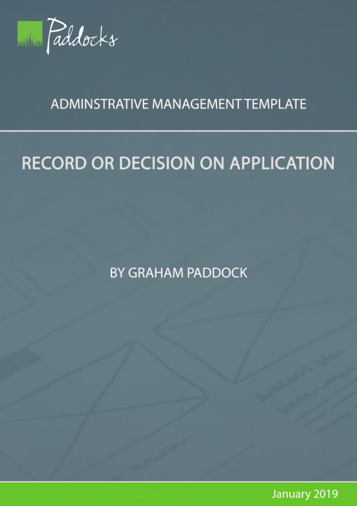 Record or decision on application - template by Graham Paddock