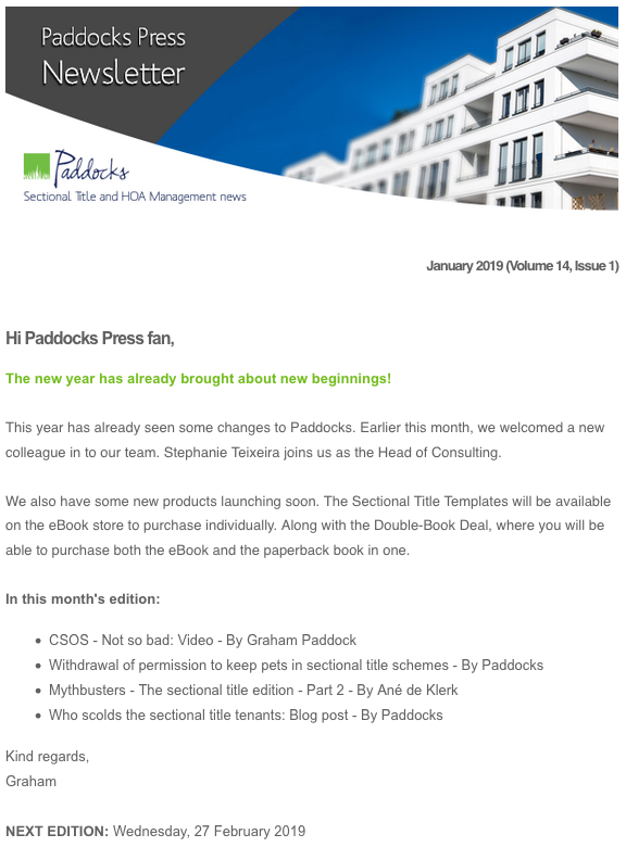 Paddocks Press, January 2019