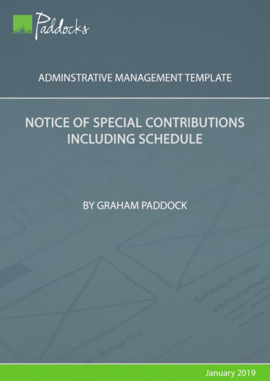Notice of special contributions including schedule by Graham Paddock