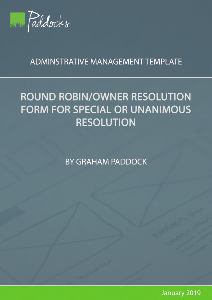 Round robin_owner resolution form for special or unanimous resolution