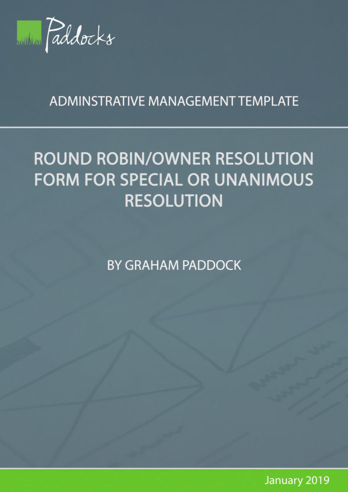 Round robin_owner resolution form for special or unanimous resolution